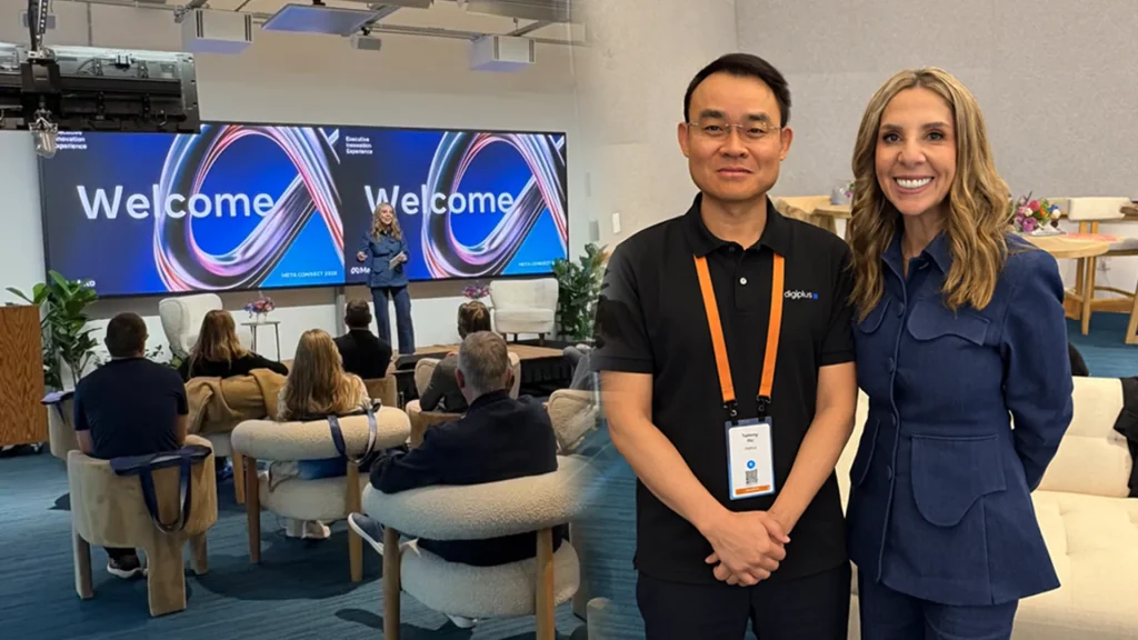 DigiPlus CEO Tommy Hu with Meta's Nicola Mendelsohn, beside a Welcome session at Meta Connect 2026